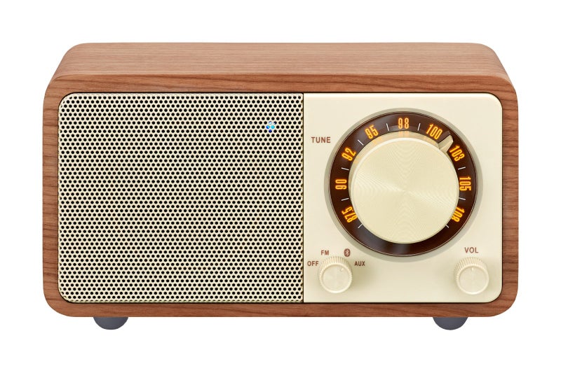 Sangean WR-7WL Wood Cabinet Mini Bluetooth Speaker with FM Tuner and Aux-in Walnut/Wood - Image 1